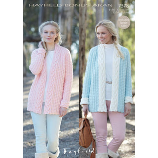 S7378 Jackets for Women in Hayfield Bonus Aran with Wool