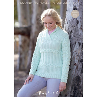 S7379 Sweater for Women in Hayfield Bonus Aran with Wool