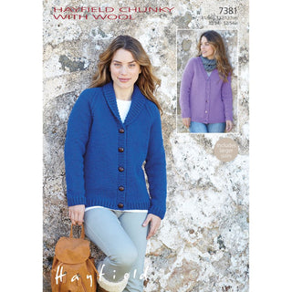 S7381 Cardigans for Women in Hayfield Chunky with Wool