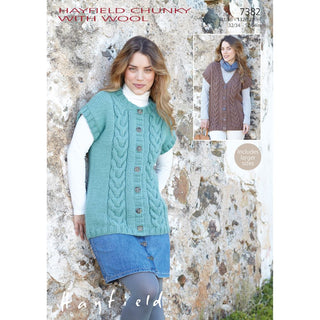 S7382 Gilets for Women in Hayfield Chunky with Wool