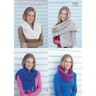S7383 Snood, Nood, and Scarfs for Women in Hayfield Super Chunky with Wool