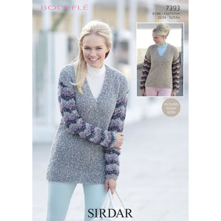S7393 Sweater and Tunic for Women in Sirdar Bouffle