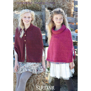 S7395 Cape for Women and Girls in Sirdar Harrap Tweed DK
