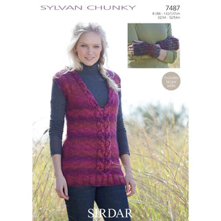S7487 Tunic and Wrist Warmers for Women in Sirdar Sylvan Chunky