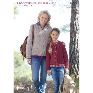 S7492 Cardigans for Women and Girls in Hayfield Chunky Tweed
