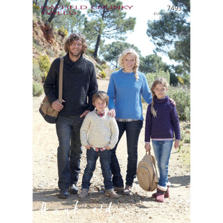 S7493 Sweaters for Men, Women and Children in Hayfield Chunky Tweed