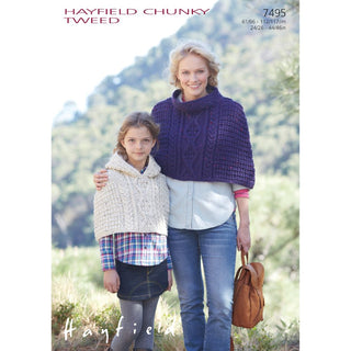 S7495 Capes for Women and Girls in Hayfield Chunky Tweed