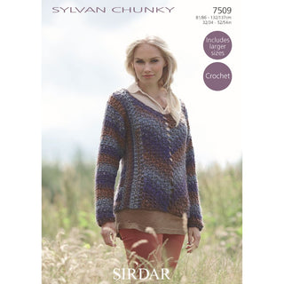 S7509 Crochet Sweater for Women in Sirdar Sylvan Chunky