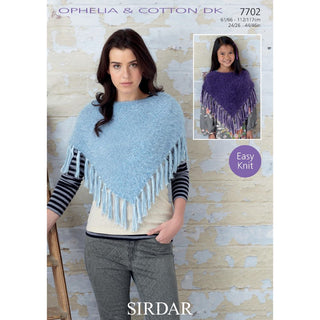 S7702 Poncho for Women and Girls in Sirdar Cotton DK