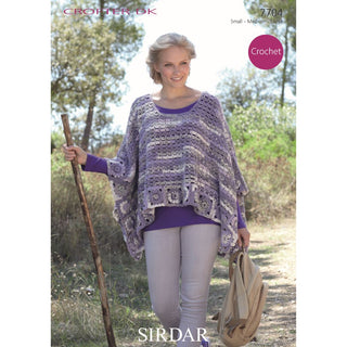 S7704 Crochet Poncho for Women in Sirdar Crofter DK