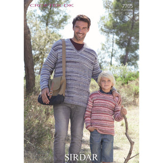 S7705 Sweaters for Men and Boys in Sirdar Crofter DK