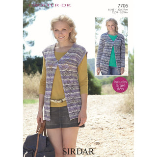S7706 Cardigans for Women in Sirdar Crofter DK