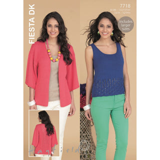 S7718 Kimono and Vest Top for Women in Hayfield Fiesta DK