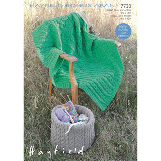 S7730 Basket Cover and Throw in Hayfield Bonus Aran with Wool