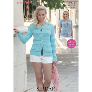 S7742 Cardigans for Women in Sirdar Cotton 4 Ply