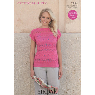 S7744 Top for Women in Sirdar Cotton 4 Ply