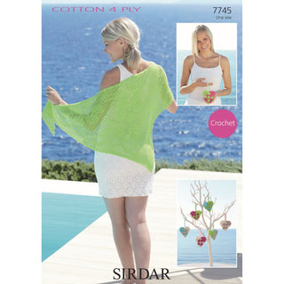 S7745 Shawls and Hearts for Women in Sirdar Cotton 4 Ply