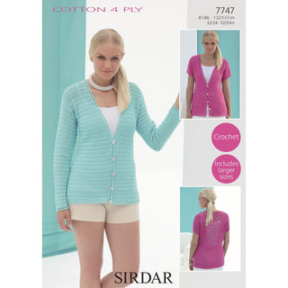 S7747 Crochet Cardigans for Women in Sirdar Cotton 4 Ply