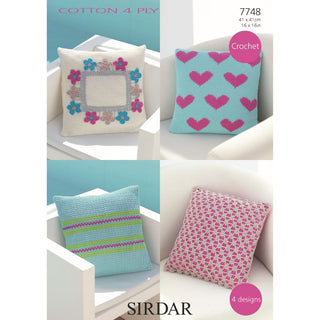 S7748 Crochet Cushion Covers in Sirdar Cotton 4 Ply