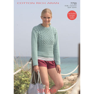 S7750 Sweater for Women in Sirdar Cotton Rich Aran