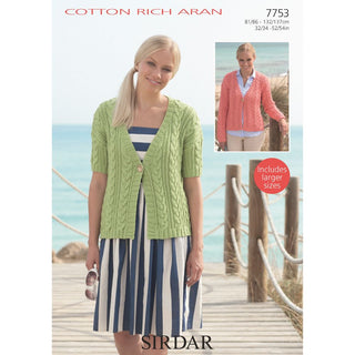 S7753 Cardigans for Women in Sirdar Cotton Rich Aran