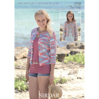 S7759 Cardigans for Women and Girls in Sirdar Beachcomber DK