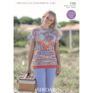 S7760 Top for Women in Sirdar Beachcomber DK
