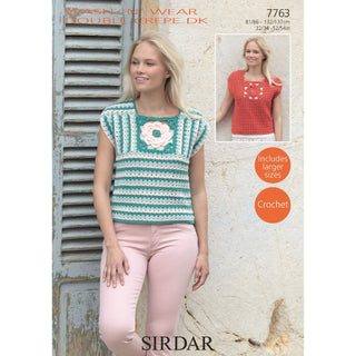 S7763 Crochet Tops for Women in Sirdar Wash'n'Wear Double Crepe DK