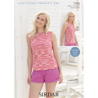 S7765 Top for Women in Sirdar Cotton Prints DK