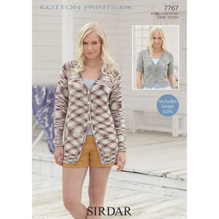 S7767 Cardigans for Women in Sirdar Cotton Prints DK