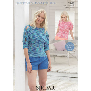 S7768 Tops for Women in Sirdar Cotton Prints DK