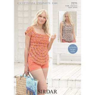S7771 Tops for Women in Sirdar Cotton Prints DK