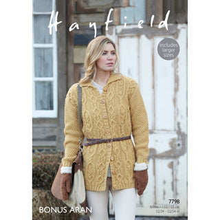 S7798 Coat for Women in Hayfield Bonus Aran with Wool