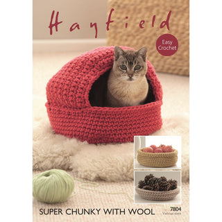 S7804 Crochet Cat Basket and Nest in Hayfield Super Chunky with Wool