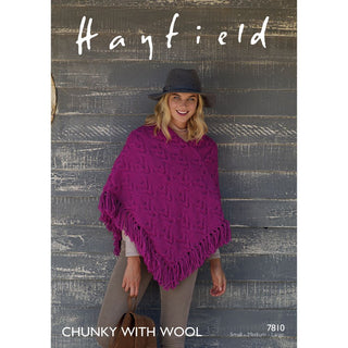 S7810 Poncho for Women in Hayfield Chunky with Wool