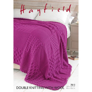 S7813 Bed Throw in Hayfield Double Knitting with Wool