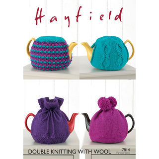 S7814 Tea Cosies in Hayfield Double Knitting with Wool