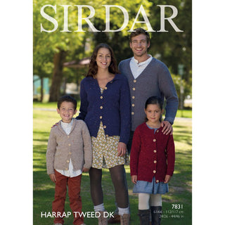 S7831 Cardigans for Men and Women in Sirdar Harrap Tweed DK