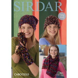 S7841 Hats, Wristwarmer and Scarf in Sirdar Caboodle