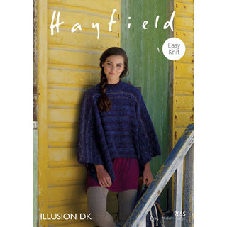 S7855 Poncho for Women in Hayfield Illusion DK
