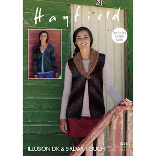 S7856 Cardigan and Waistcoat for Woman in Hayfield Illusion DK