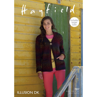 S7857 Cardigan for Women in Hayfield Illusion DK