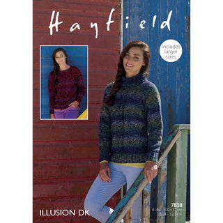 S7858 Sweaters for Women in Hayfield Illusion DK