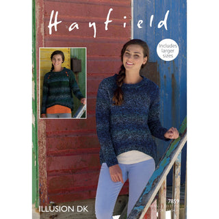 S7859 Sweaters for Women in Hayfield Illusion DK