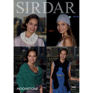 S7860 Hat, Snood, Wrap and Scarf for Women in Sirdar MoonStone