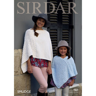 S7869 Poncho for Women and Girls in Sirdar Smudge