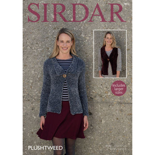 S7873 Jacket and Waistcoat for Women in Sirdar PlushTweed