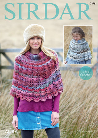 S7878 Women's and Children's Poncho in Sirdar Aura