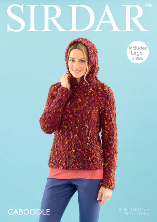 S7891 Hooded sweater for women in Sirdar Caboodle