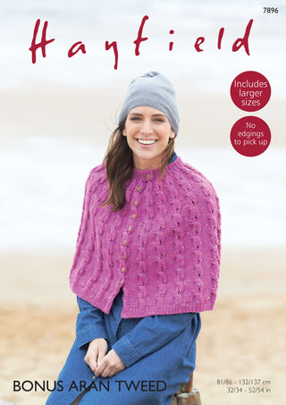 S7896 Cape for women in Hayfield Aran Tweed